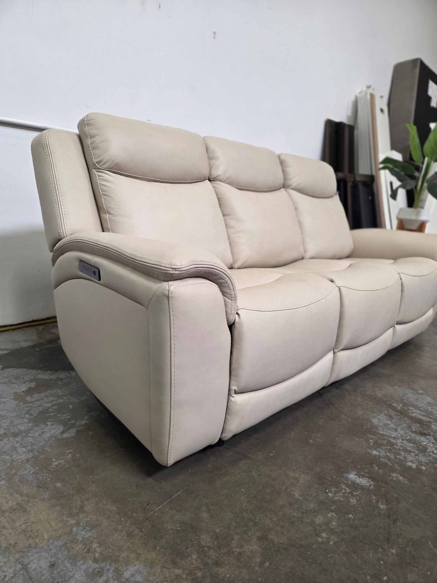 Beige Loveseat Leather Recliner
