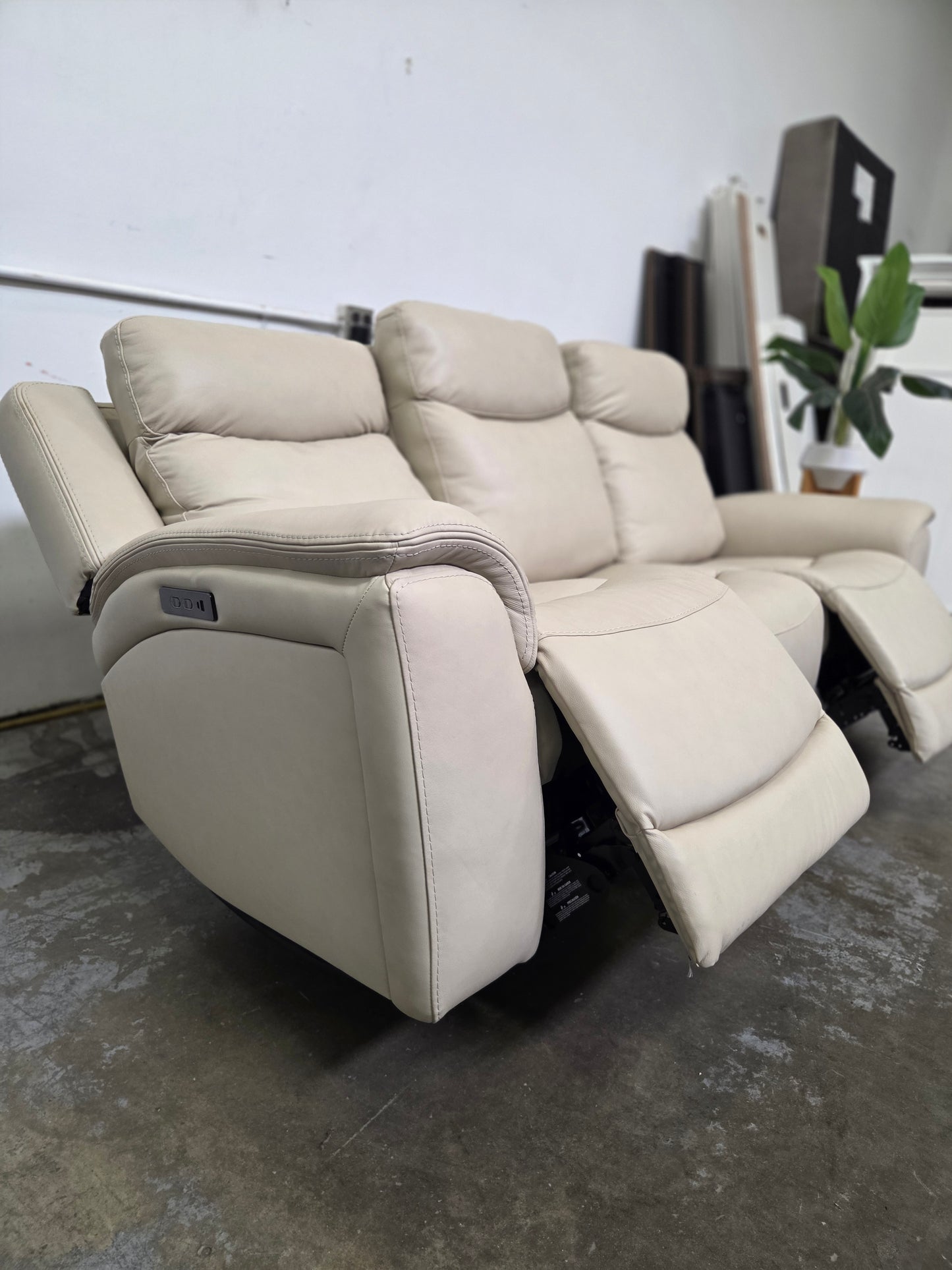 Beige Loveseat Leather Recliner